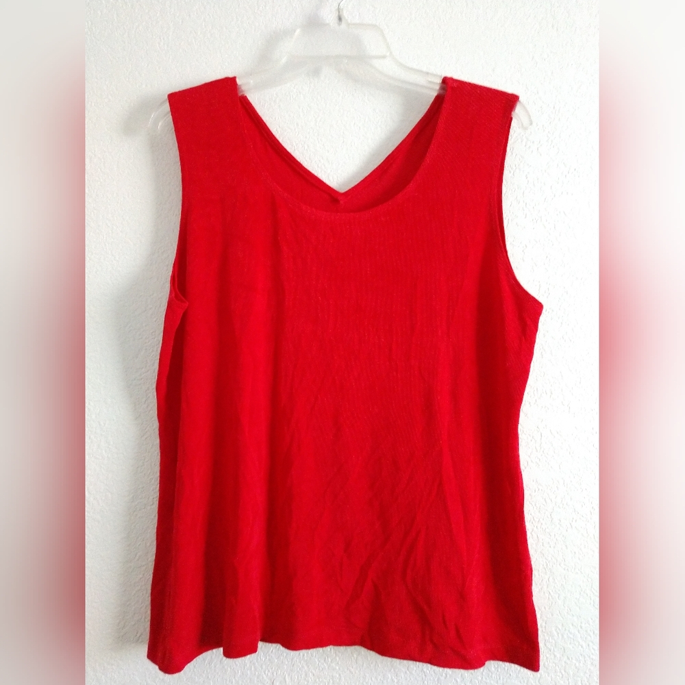 Women's Travelers Knit Tank Top Shirt Red V Neck Size Medium Chest 38"